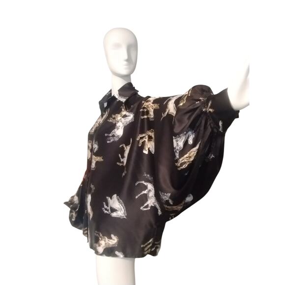 Beulah Style Women's All Size RARE Running Horse Oversized Equestrian Button Top - Picture 6 of 12